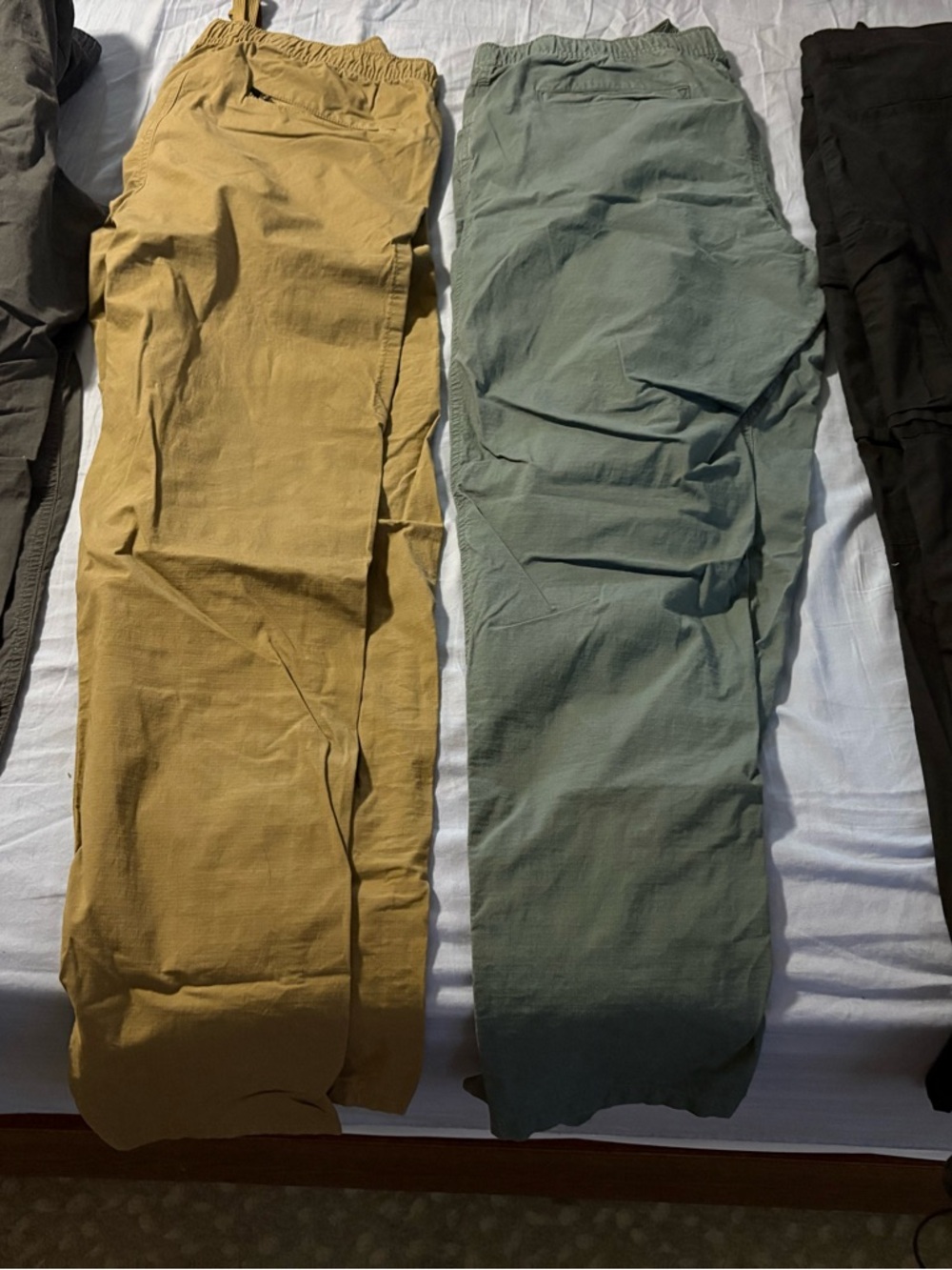 Casual Lightweight Drawstring Pants in Mustard and Sage
